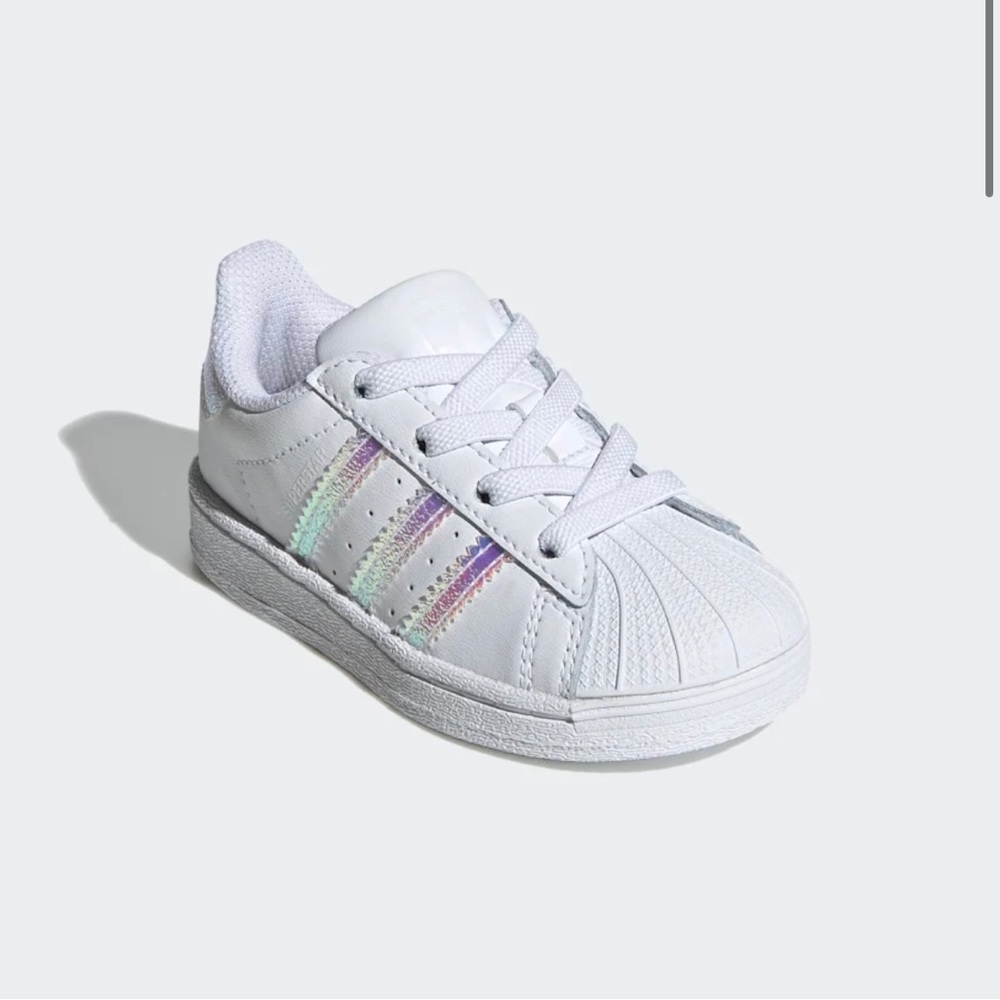Adidas Superstar EL I White Iridescent Toddler Shoes Size 8K